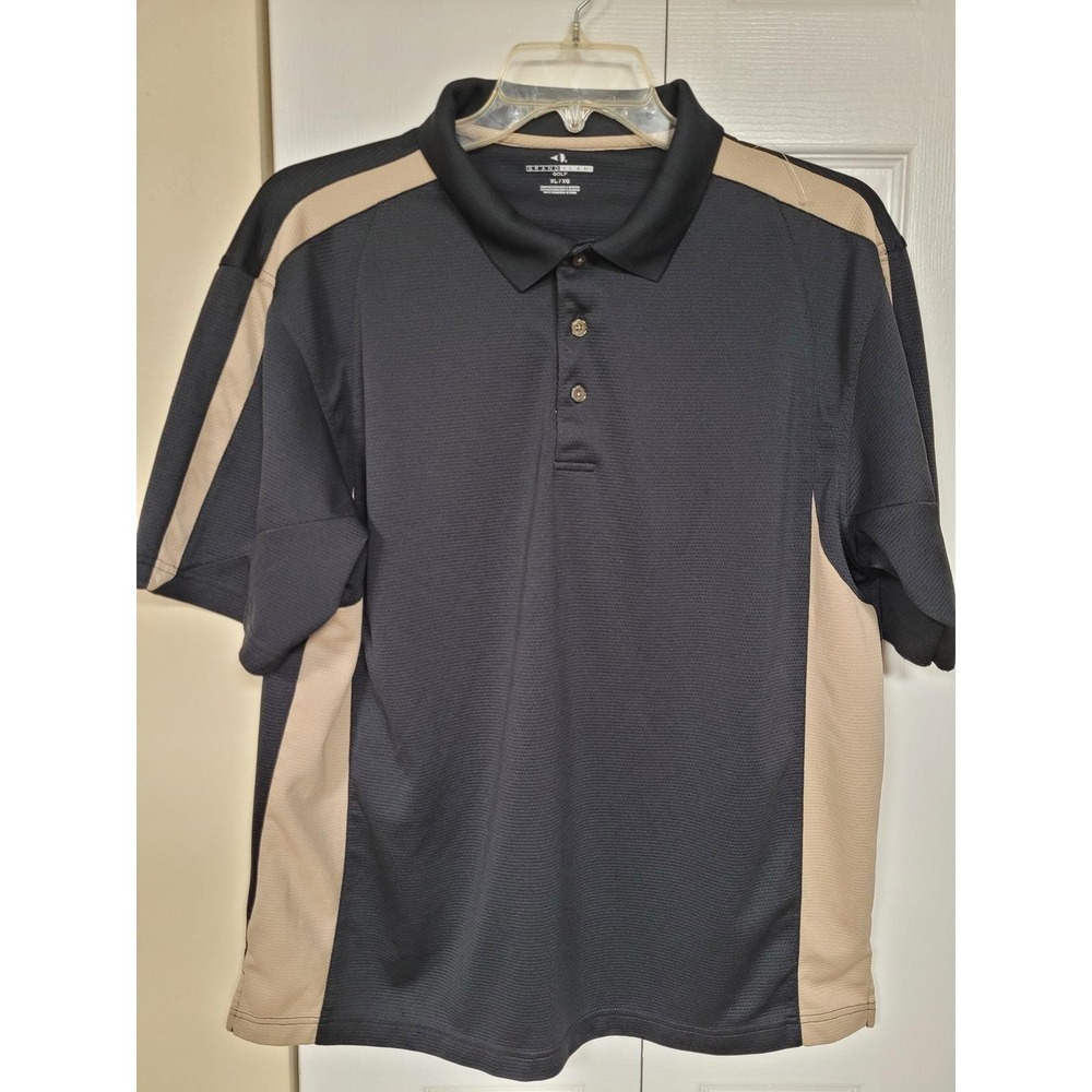 Grand Slam Golf Black Tan Mens Colorblock Performance Polo Shirt Size XL